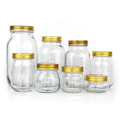 China Factory High Quality 150ml 250ml 500ml 750ml 1000ml 1500ml 2000ml Bulk Freshness Preservation Food Mason Jar With Metal Lid for sale