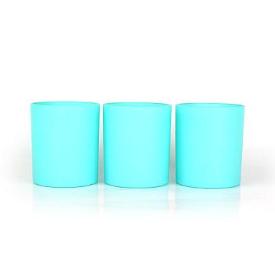 China Hot Selling Refillable Empty Matte Blue Candle Jar Candle Holder Glass Container 15oz 440ml Large for sale