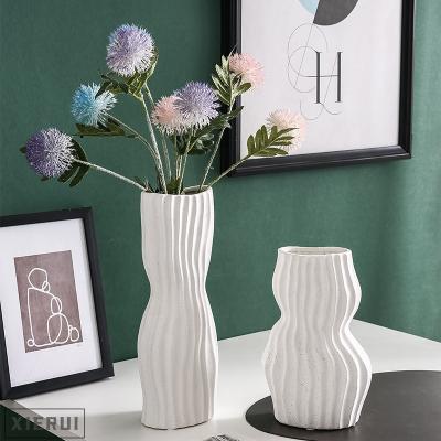 China Nordic Italian European minimalist flower vase hand-painted vertical striped simple tabletop vase for home decor for sale