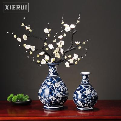 China Traditional antique hand painted luxury chinoiserie porcelain ceramic flower vase ornament set for home decor for sale