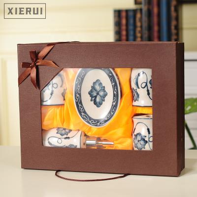 China Viable Modern Luxury Chinese Hand Painted Five-Piece Porcelain Craft Ceramic Toiletry Ornament Set For Bathroom Sink for sale