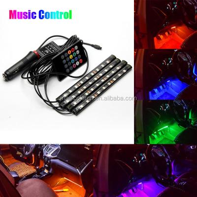 China New ABS Flexible Car Auto12V RGB Sound Remote Led Control Car Foot Atmosphere Atmosphere Internal Internal Interior Light for sale