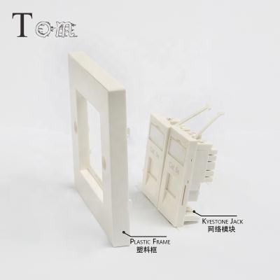 China UK Networking TOM-FP-UK-02 86*86mm Faceplate 2 Ports Type For Keystone RJ45 Jacks UK Network Faceplate for sale