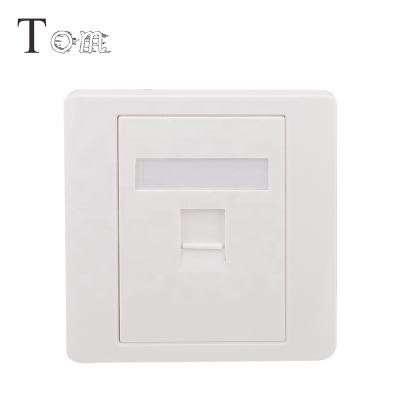 China TOM-MB-03-01 86*86MM Networking Telecom RJ45/RJ11 Communication Faceplate Wallplate, Single Port 1 Left Network Faceplate for sale