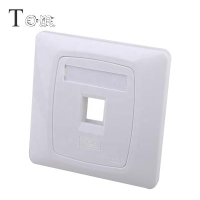 China Networking TOM-MB-19-01 86*86mm Trapezoidal Ace Cat6 RJ45/RJ113M Type 1 Port Faceplate Network Faceplate for sale