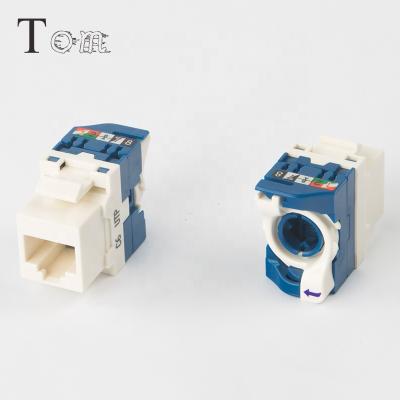 China New TOM-KJ-12-C6 rotating network cabling system module telecom communication 180 degree toolless UTP rj45 cat6 female keystone jack for sale