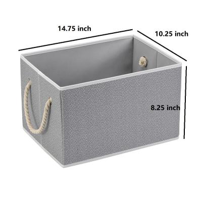 China Home Viable Foldable Fabric Closet Organizer Cloth Storage Boxes and Collapsible Bins Storage Drawer Bins with Cotton Rope Handle for sale