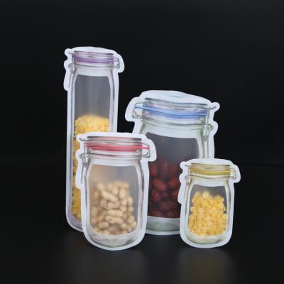 China Doypack Zipper Mason Jar Shape Clear Ziplock Mason Jar Shape Plastic Bag Wholesale Moisture Proof Packaging Bags for sale