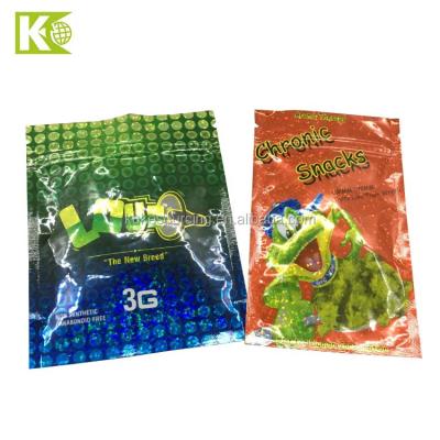 China Custom Printed Aluminum Foil Hologram Three Side Seal Bag Eco-friendly Ziplock Jewelry Packaging Holographic Pouches for sale