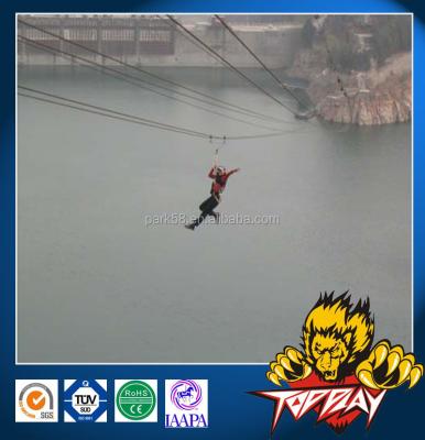 China Zip steel wire, air track, aerial ropeslide, death slide, flight fox, foefie slide for sale