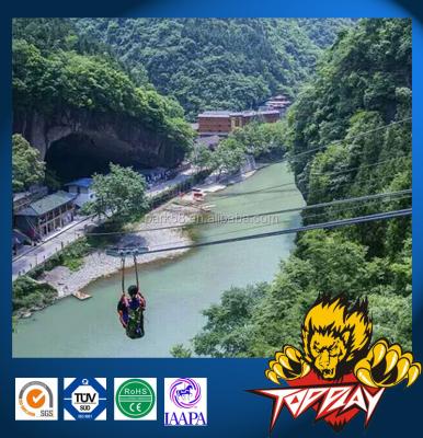 China Sky Ziplines steel wire rope, aerial track, aerial ropeslide, death slide, flight fox foefie slide for sale