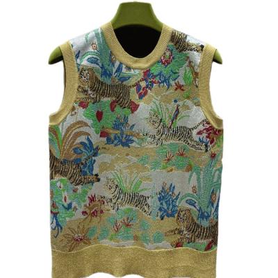 China 2022 Fashion Shirts QUICK DRY Tiger Pattern Animal Printing Spring Women High End Knitted Vest Top Quality for sale