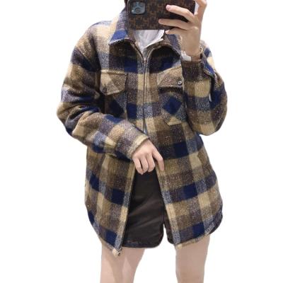 China Anti-shrink Plaid Cotton Jacket College British Style Loose Thickened High-end Woolen Coat Autumn And Winter Medium Women for sale