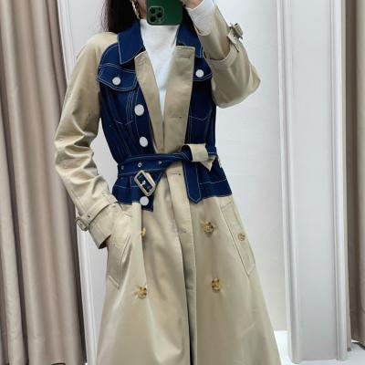 China FARVALUE Viable Women's Classic Double Breasted Ditch Coat Water Resistant Lapel Overcoat Denim Anorak for sale