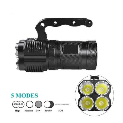 China Emergency HLM 4000 Lumen Work Light Waterproof Rechargeable Spotlight 4*10w T6 Tactical Torch Led Flashlight for sale