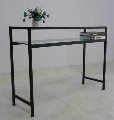 China Modern Quickly Assemble Simple KD Structure Steel Frame Desk With 2 Glasses for sale