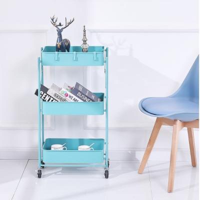 China Sustainable Mobile Organizer 3-Tier Kitchen Home Storage Rack Rolling Cart Cart for sale