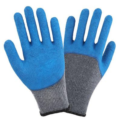 China Anti-slip Terry 300 Warm Dipping Gloves Semi-hanging Latex Foam Wrinkle Cold Terry Warm Labor Protection Safety Gloves for sale