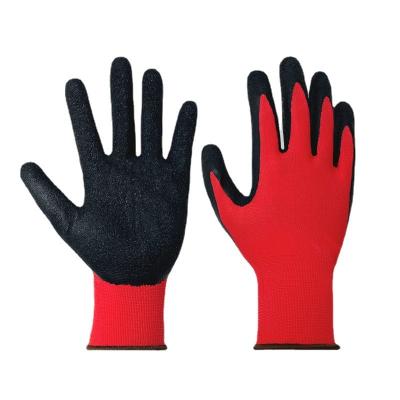 China Flexible Wholesale Knitted Nylon Polyester Working Gloves Latex Coated Work Safety Gloves For Construction for sale