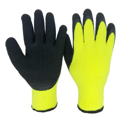 China Anti-slip Construction Workers Foam Latex Work Gloves Warm Acrylic Mesh Construction Garden Construction Gloves for sale