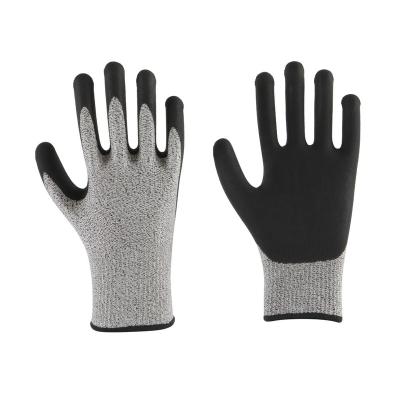 China Cut&puncture resistant CE EN388 PU coated HPPE level 5 anti-cut safety protective work gloves for sale