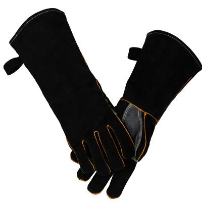 China Welding KIMYUAN 016/017L Welding Gloves Heat Resistant Perfect for Cooking/Baking/Fireplace/Animal Handling/BBQ -Black-Gray 14/16inches for sale