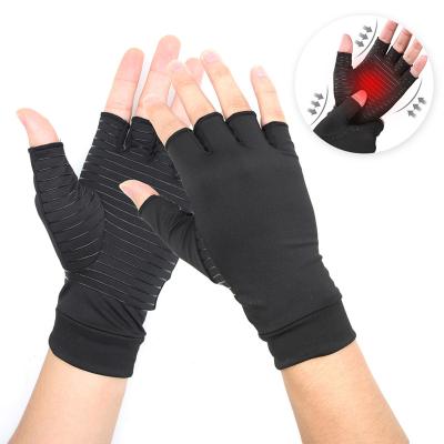 China Relieve muscle and joint pain stiffness and soreness Copper Arthritis Compression Gloves Fit Half-finger Hand Support Gloves Unisex for Joint Pain Relief for sale