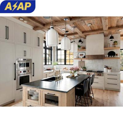 China Durable ASAP Classic Design Custom Solid Wood White Shaker Style Modular Kitchen Cabinet for sale