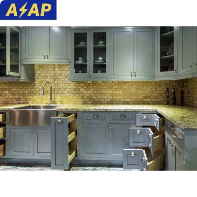 China Durable ASAP European Style Furniture One Stop Solution Kitchen Pantry Cupboards Solid Wood for sale