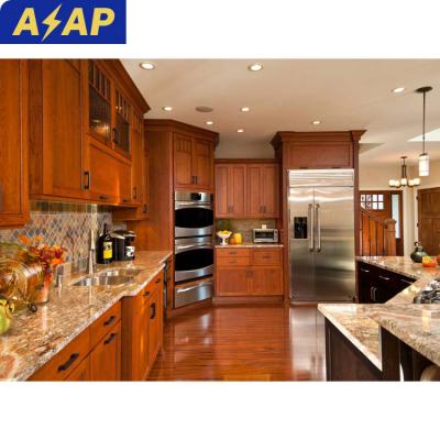 China Durable ASAP 2022 country style 3d view solid wood kitchen cabinet set for sale