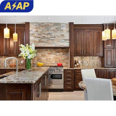 China Durable ASAP  Solid Wood Luxury Customized American Style Modular Kitchen Cabinet Classic Luxury Kitchen Furniture Marble Top Wooden Kit for sale