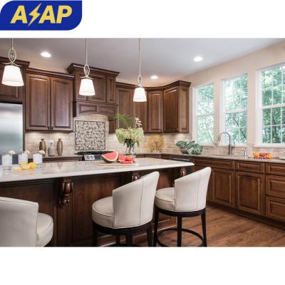 China Durable ASAP  American Classical Style High Quality Espresso Solid Wood Kitchen Cabinet Design Comfort country style custom cherry wood for sale