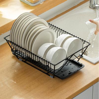 China Tableware Rack Type Workable Black Barrier Metal Plate Rack Draining Dish Rack for sale