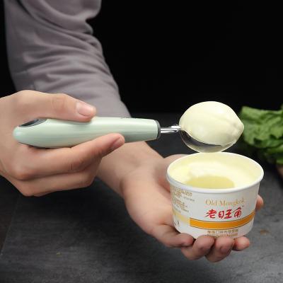 China Sustainable Green Ice Cream Scoop Non-slip Stainless Steel Ice Cream Scoop Non-slip PP Grab Ice Cream Scooper for sale