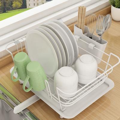 China Durable Kitchen Rustproof Dish Rack Dish Rack Dryer Countertop With Removable Utensil Holder And Adjustable Swivel Spout for sale