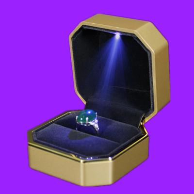 China Custom Logo Gold Jewelery Organization Plastic Jewelry Packaging Gift Box For Ring Necklace Pendant With LED Light In Velvet Production Painting Storage for sale