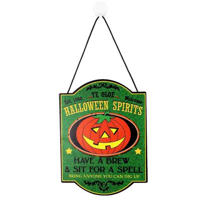 China Europe Europe Halloween Crafts Hanging Decoration LED Wooden Light Sign Tags Board Lists Carnival Night Party Holiday Halloween Spirits for sale