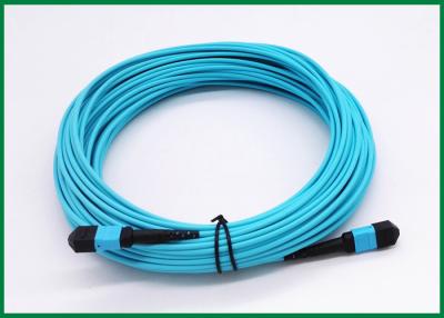 China Multimode OM3 MPO Fiber Optic Patch Cord 25m 12 Strand MTP Key Up To Key Down for sale