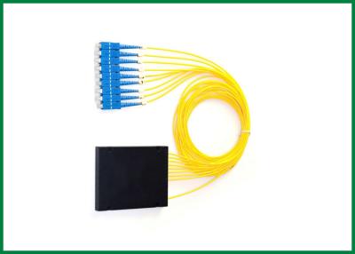 China Single Mode SC / UPC 2.0mm 1m 1x8 PLC Fiber Optic Cable Splitter Wtih ABS Box Module for sale