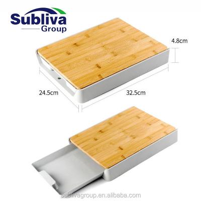 China Sustainable bamboo cutting board with tray for sale