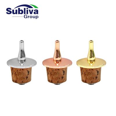 China Viable Zinc Alloy Pourer with No.70 Wood Stopper - Silver - Copper Gold for sale