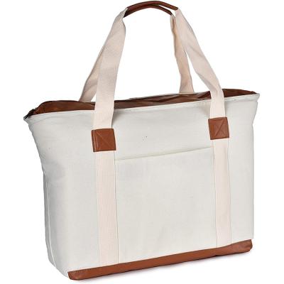 China Canvas Insulated Shopping Tote Insulated Grocery Bag Travel Picnic Waterproof Cooler Bags for sale