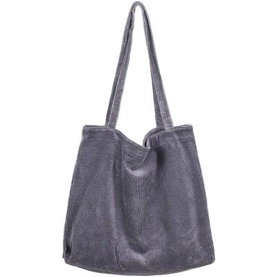 China Hot Sale Portable Corduroy Shoulder Tote Bag Large Handbag Casual Shopping Bag for sale