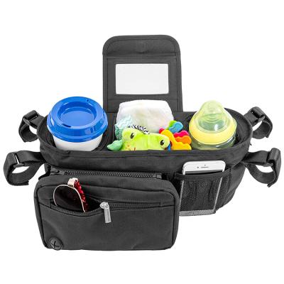 China Baby Products Organizer Bag Baby Stroller Trolley Detachable Baby Storage Bag with Multiple Compartments Insulated Cup Holders for sale