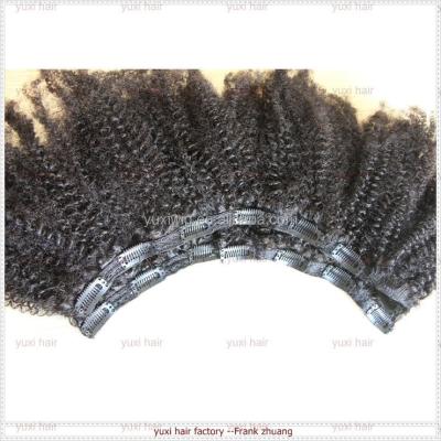 China Factory Price Wholesale Afro Kinky Curly Curly Clip In Virgin Brazilian Hair Extensions Clip In Hair Extensions for sale