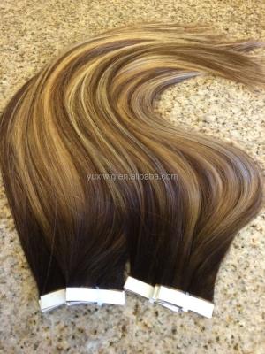 China Wholesale 6A Silky Straight Grade Russian Wave Hair Ombre Tape In Extensions Colored Big Lengths PU Tape Hair Extensions for sale