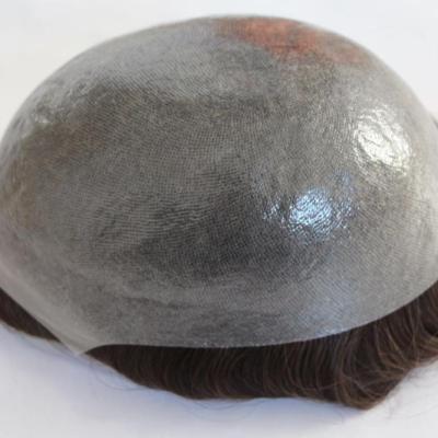 China Thin Skin PU Hair Wigs Human Hair Toupee Non-Remy Hair Lace & PU for sale