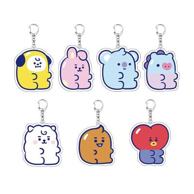 China Eco-Friendly MOQ Not Customized Anime Acrylic Cute Star BTS Key Chain Plastic Key Chain BTS Key Chain for sale