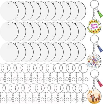 China 2022 Hot Sale Amazon Wholesale DIY Craft 120 Pcs Popular Acrylic Mute Key Chain Custom Plastic Key Chain White Acrylic for sale