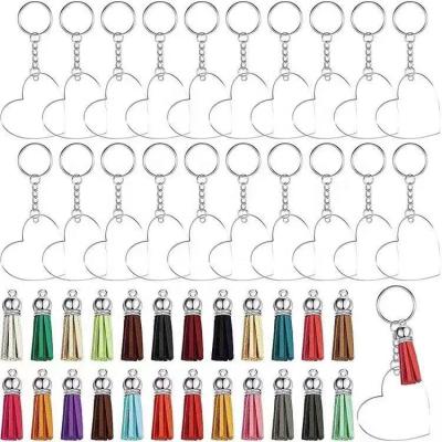 China Promotion Gift/DIY factory price shape mute key chain plastic mute key chain DIY acrylic custom acrylic tassel white key chain for sale